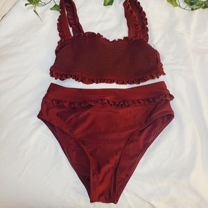 MAROON HIGHWAISTED BIKINI